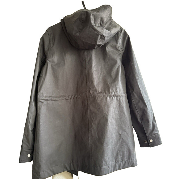 HUNTER Women's XS Cotton Smock Hooded Rain Jacket Water Resistant BLACK - Picture 9 of 11